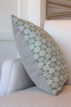 Six Sided Dot, Green 22" Square Pillow