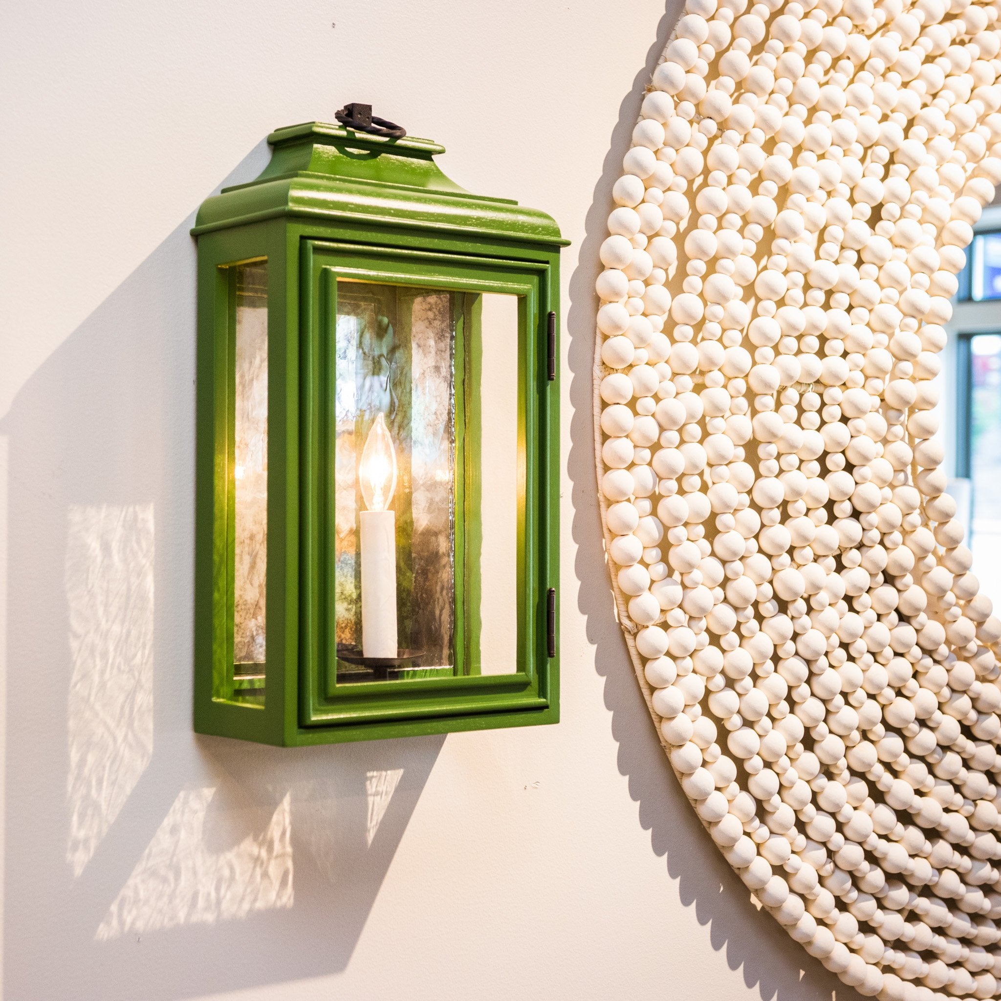 Lutyens Low Profile Lantern Sconce with Mirror, Large, 1