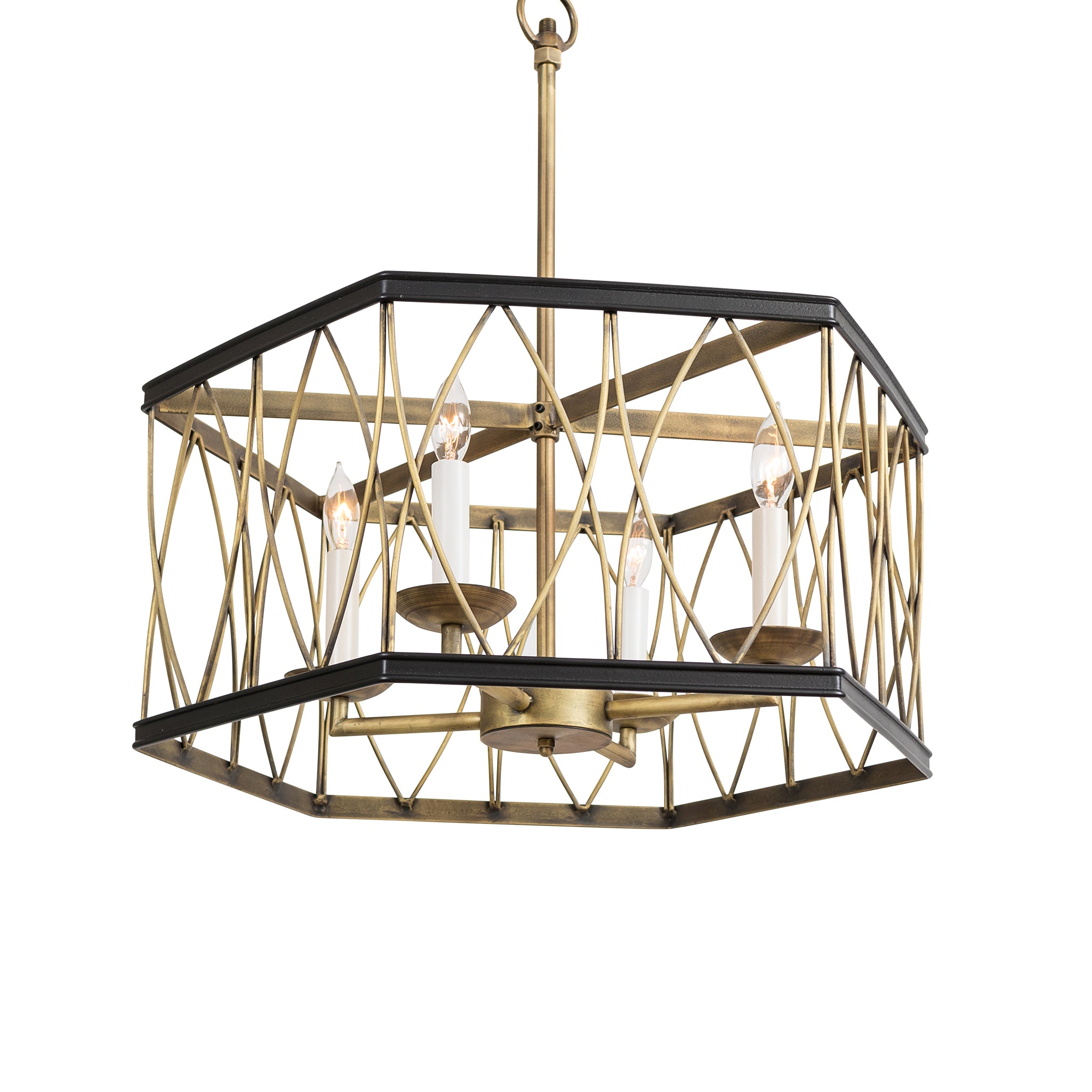 Montparnasse Hexagon Pendant, Medium, 4-light & Semi-Flush