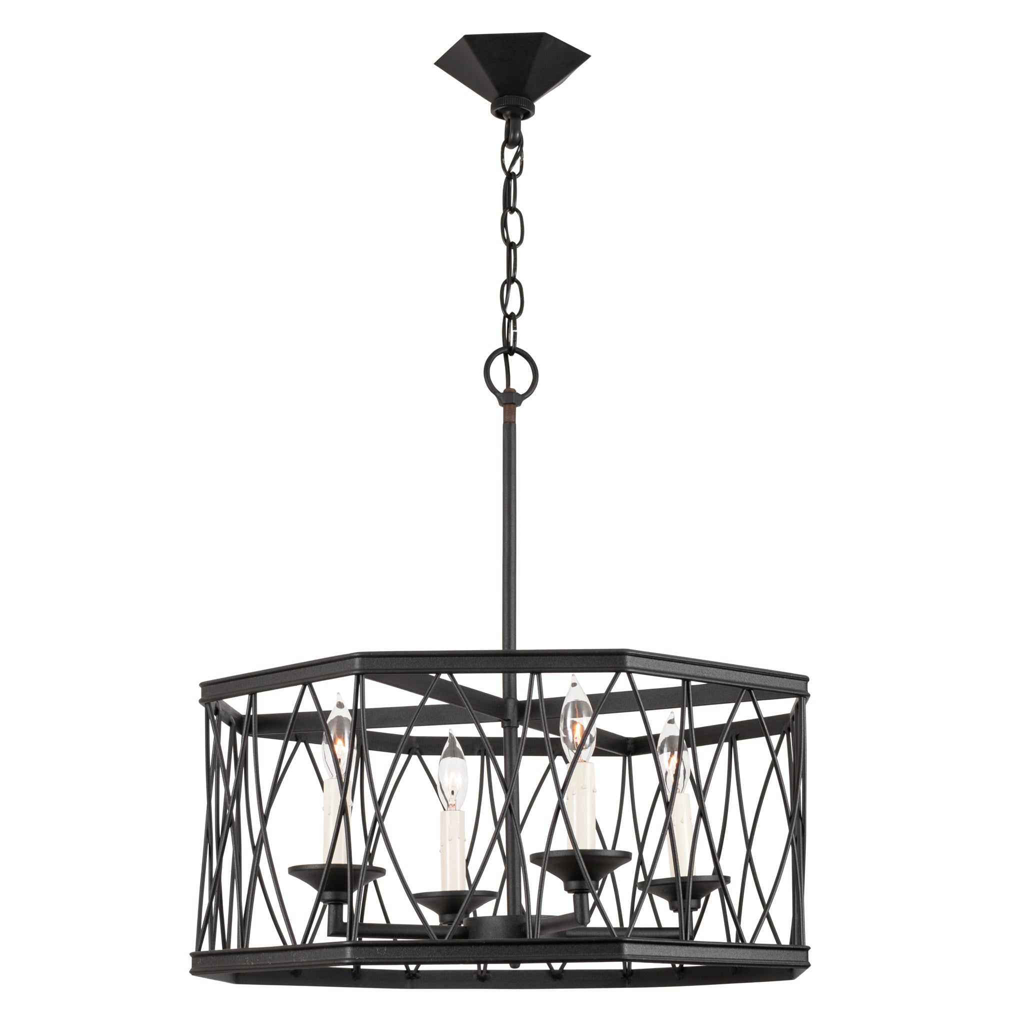 Montparnasse Octagon Pendant, Medium, 4-Light & Semi-Flush