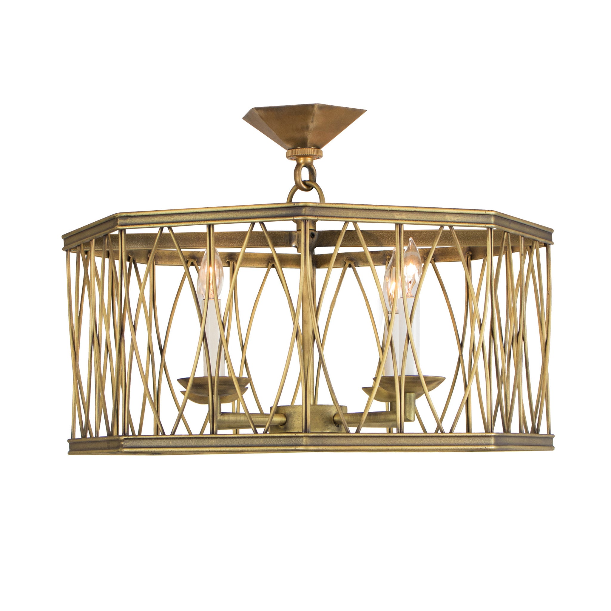Montparnasse Octagon Pendant, Medium, 4-Light & Semi-Flush