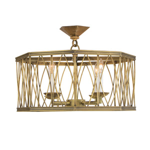 Montparnasse Octagon Pendant, Medium, 4-Light & Semi-Flush