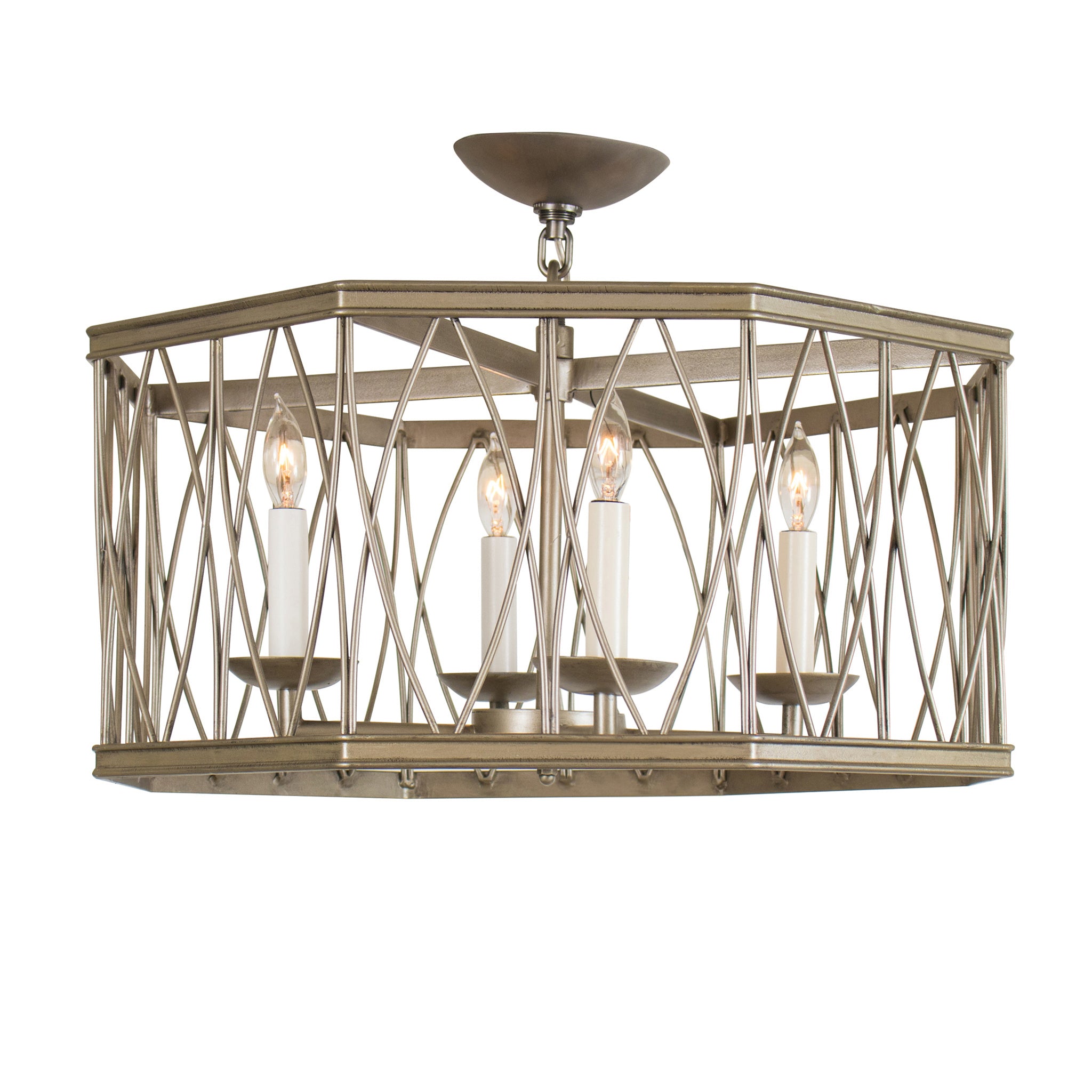 Montparnasse Octagon Pendant, Medium, 4-Light & Semi-Flush